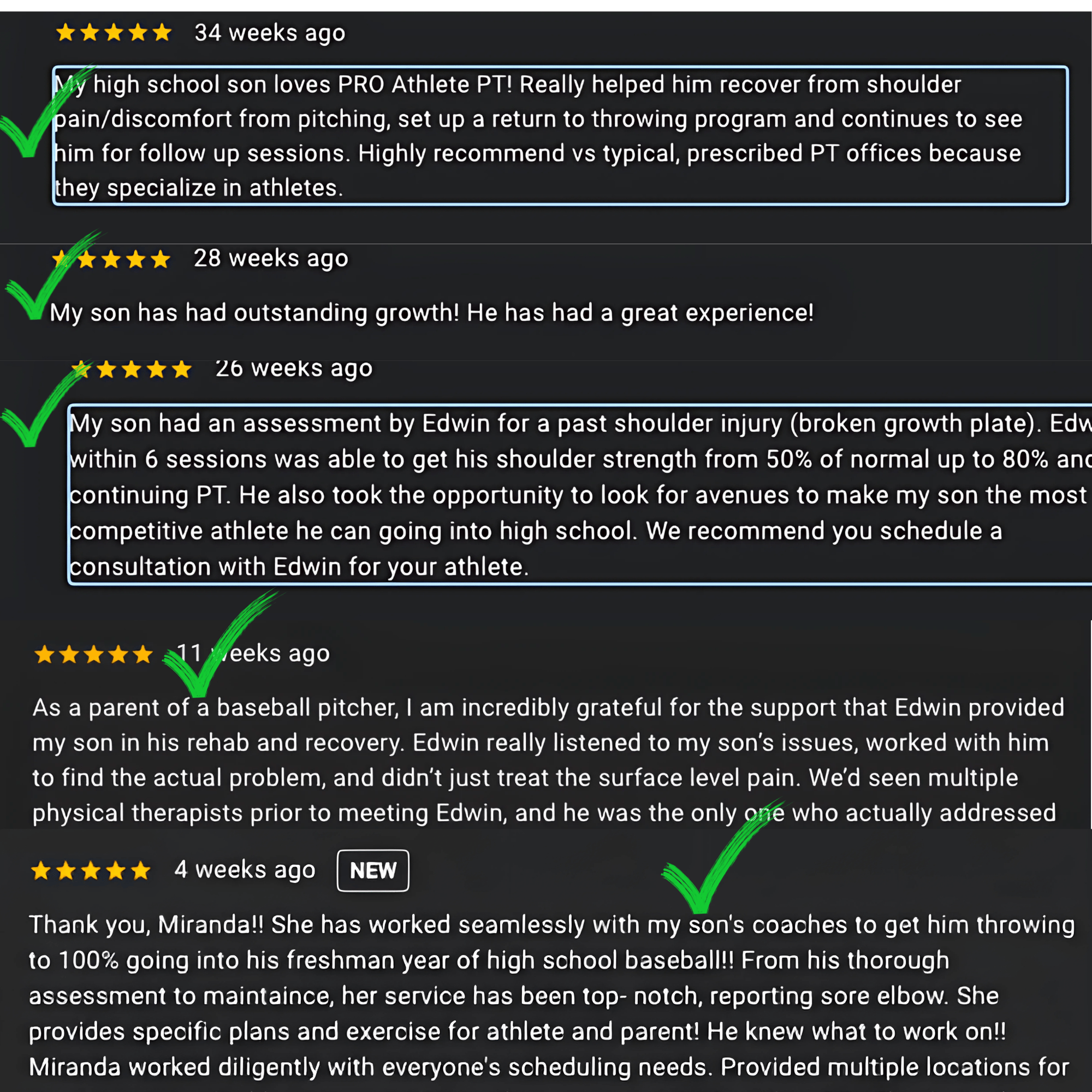 Parents of athletes give PRO Athlete PT a positive testimonial about his experience
