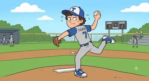 Youth Pitcher throwing off the mound